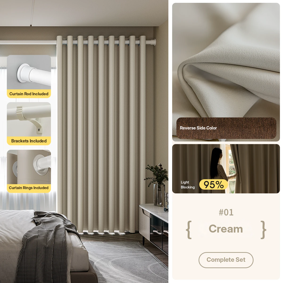 No-Drill Blackout Curtain Set