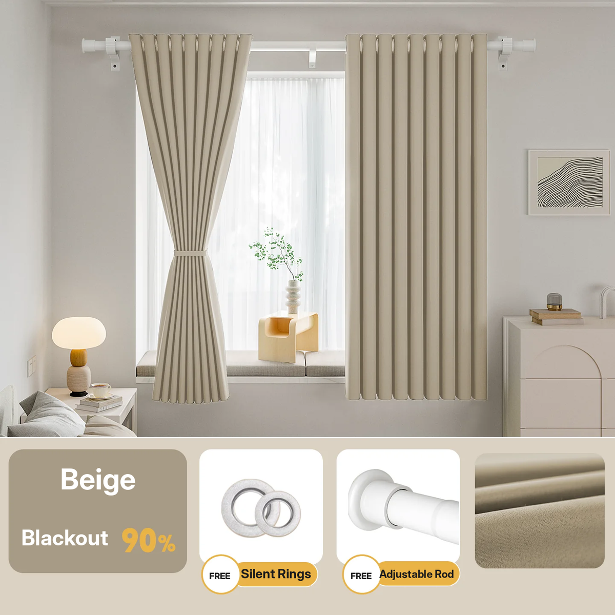 No-Drill Blackout Curtain Set