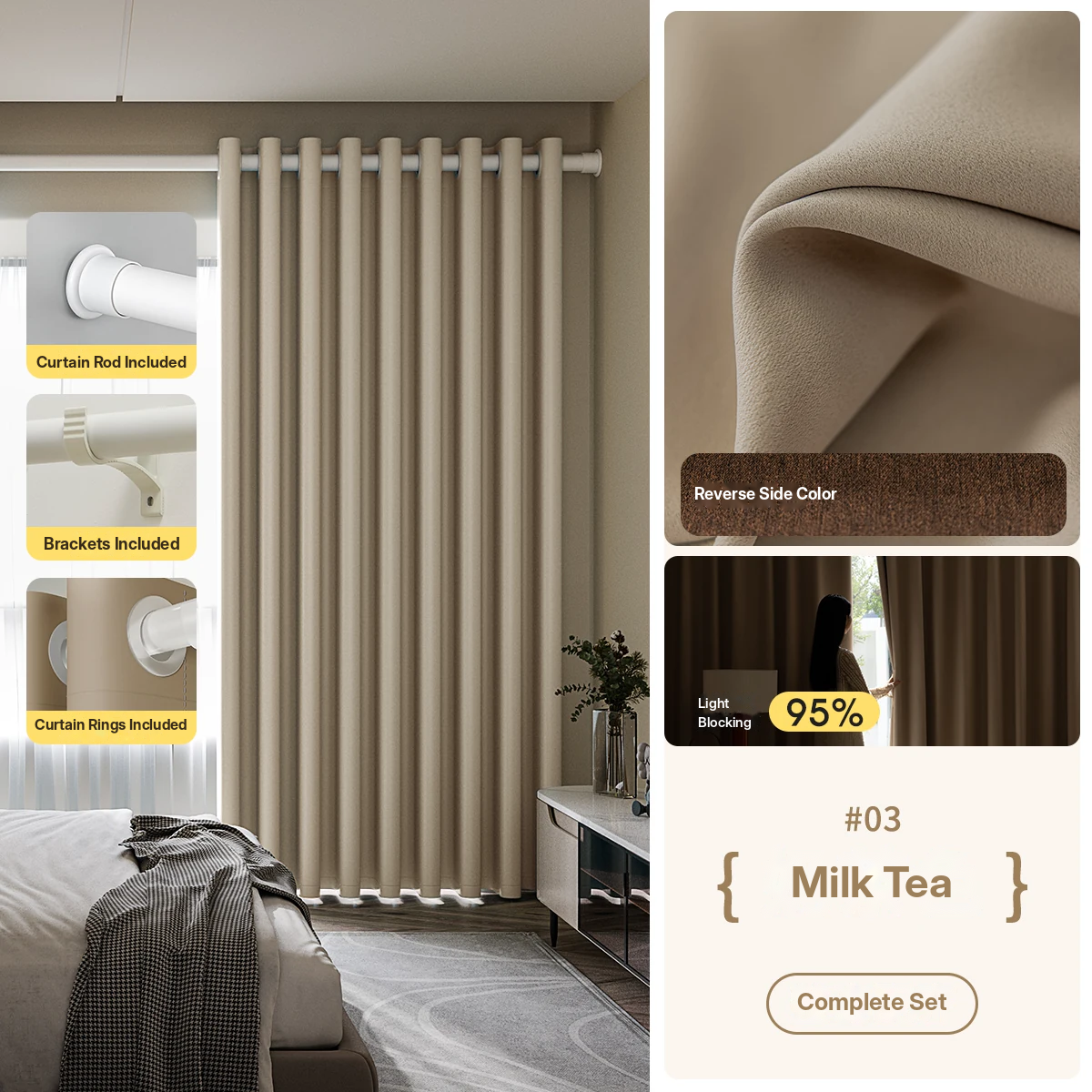 No-Drill Blackout Curtain Set