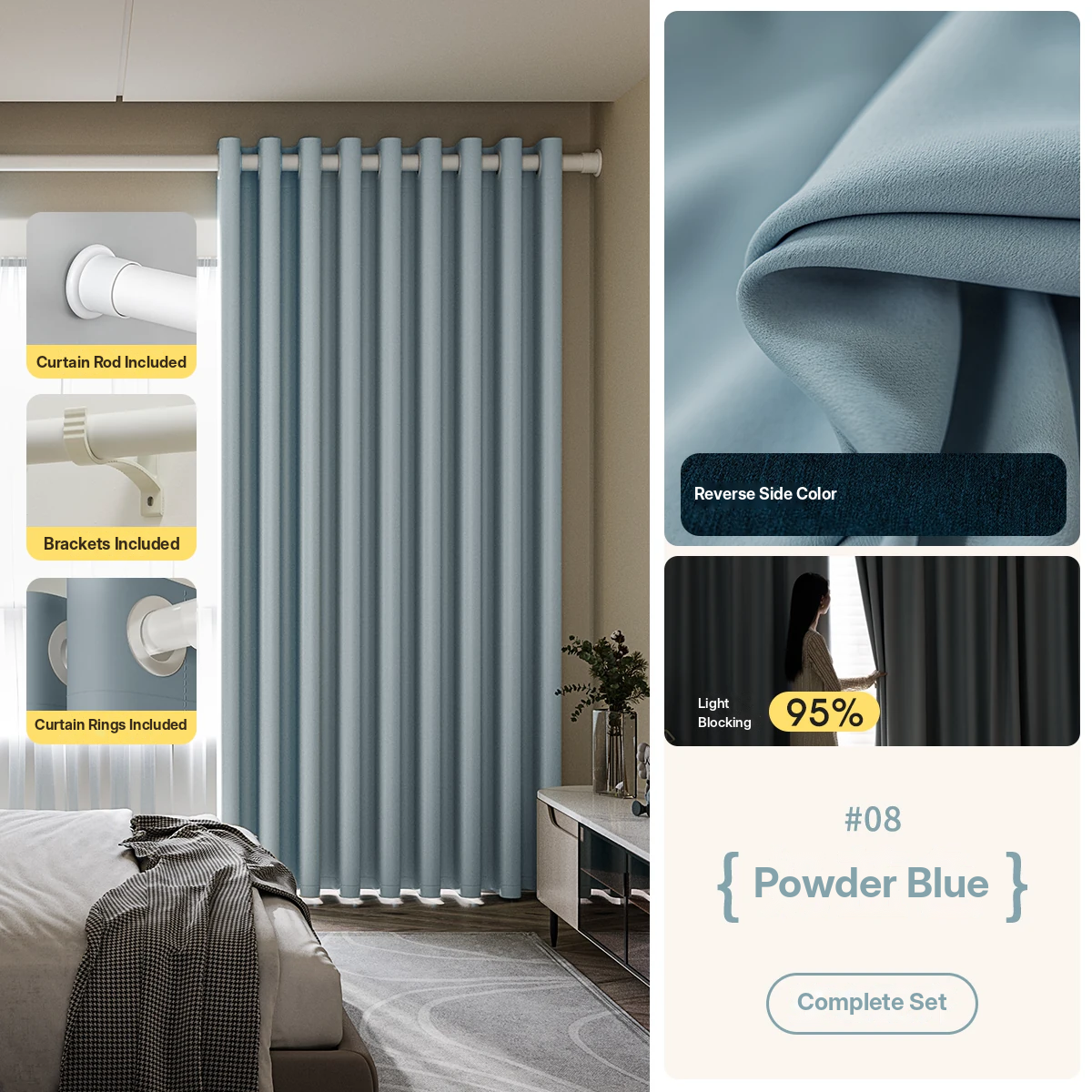 No-Drill Blackout Curtain Set