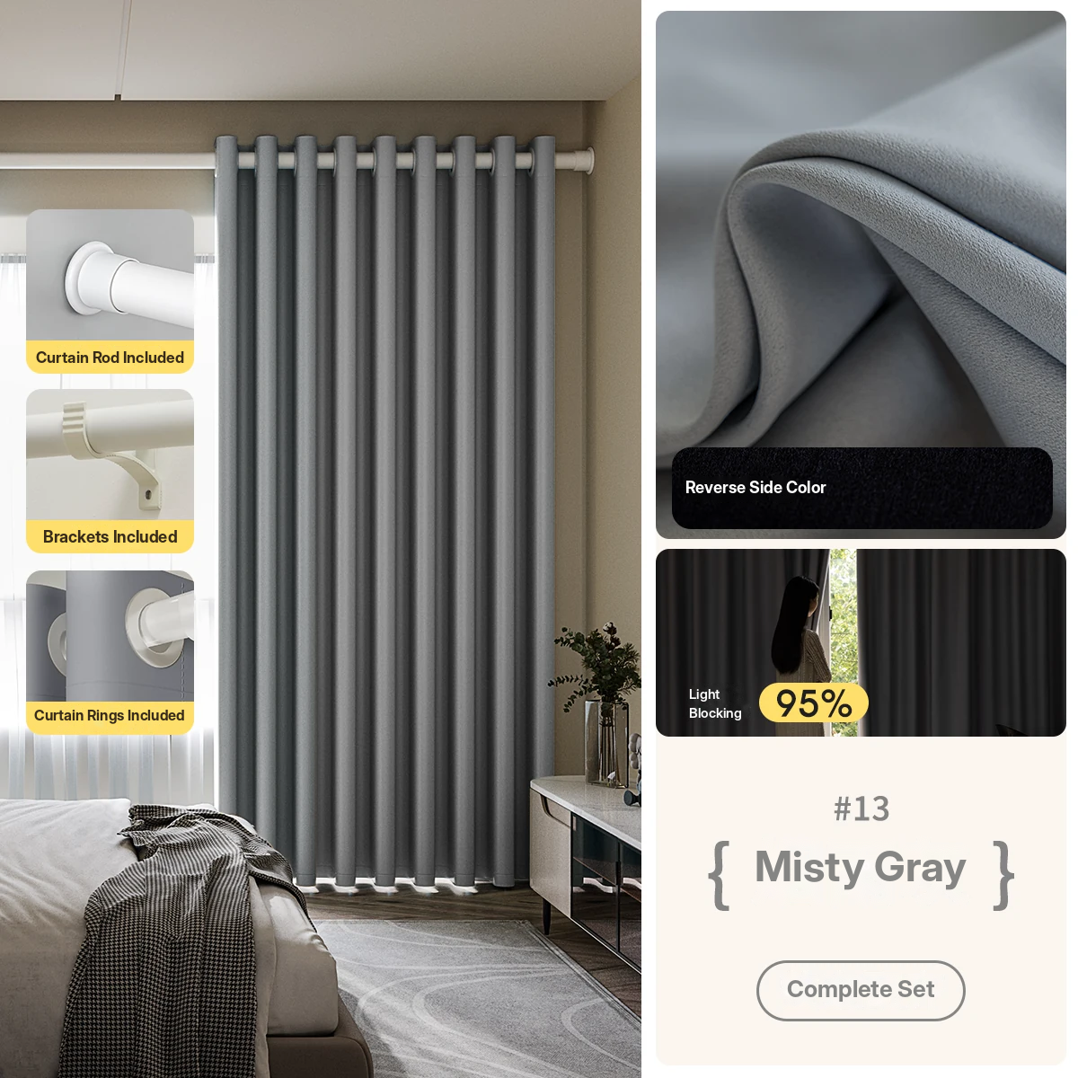 No-Drill Blackout Curtain Set