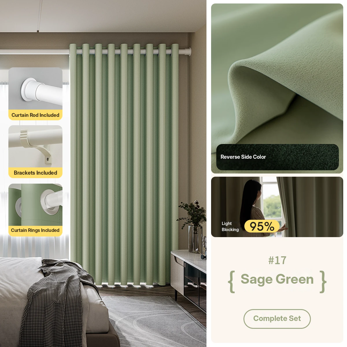 No-Drill Blackout Curtain Set