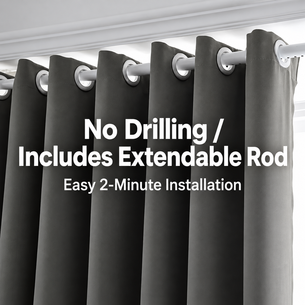 No-Drill Blackout Curtain Set