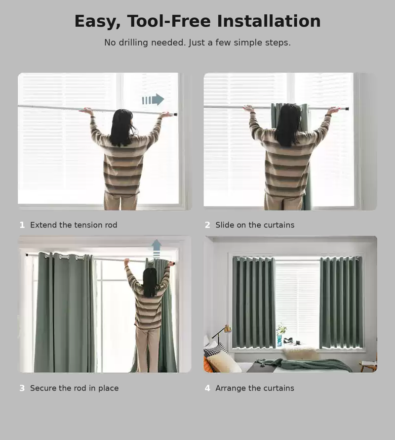 No-Drill Blackout Curtain Set